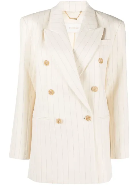 ZIMMERMANN Luminosity pinstriped double-breasted blazer Neutrals 8130JF231