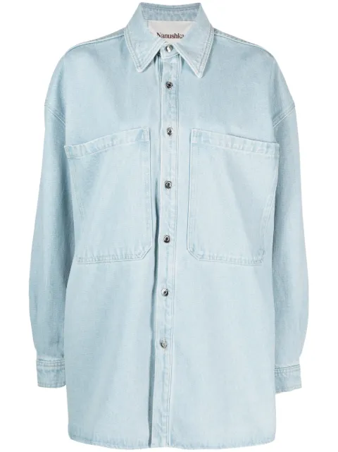 Nanushka Beaux sun-bleached denim shirt Blue NU23PFSH00172