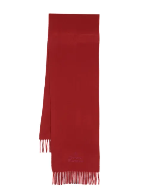 Vivienne Westwood logo-embroidered wool scarf Red 81030007W00Q7