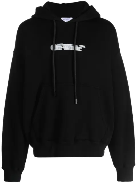 Off-White logo-print cotton hoodie Black OMBB085F23FLE0021001