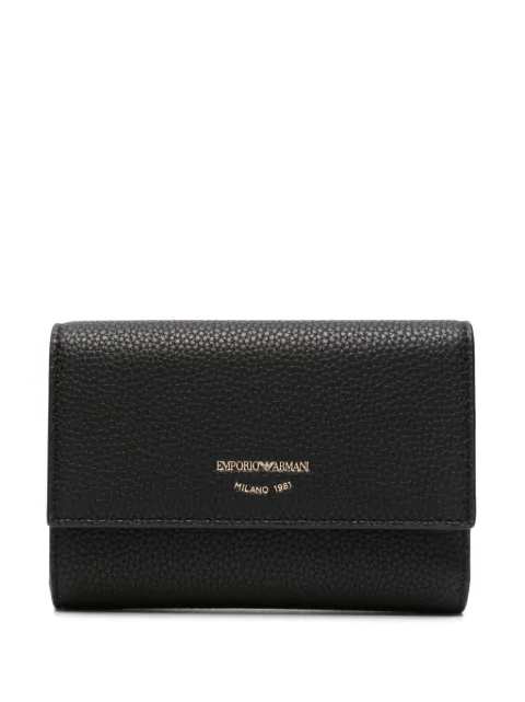 Emporio Armani logo-plaque grained-faux leather wallet Black Y3H326YVZ7B