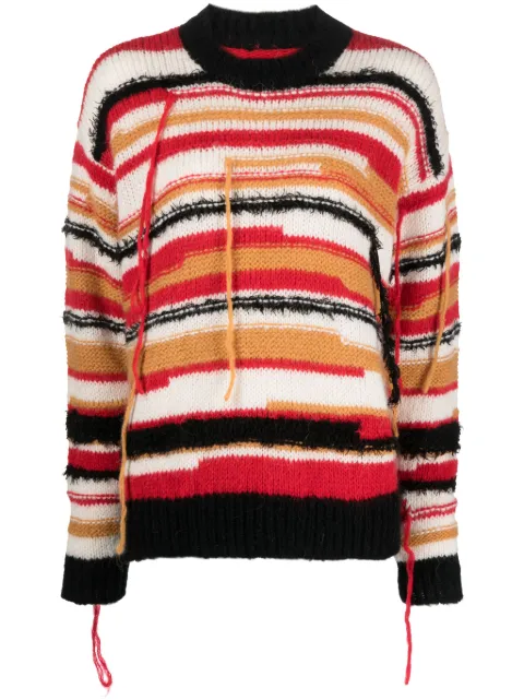 Patrizia Pepe distressed striped jumper White 2K0243K154