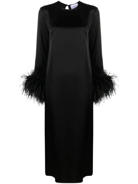 Sleeper Suzi feather-cuffs maxi dress Black FW2302FD