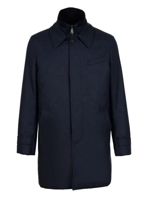Norwegian Wool zip-fastening buttoned coat Blue CUGUMTRNVY