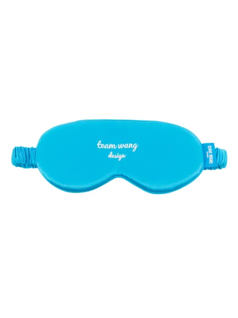 TEAM WANG design logo-embroidered silk-satin eye mask Blue TWSK23F002