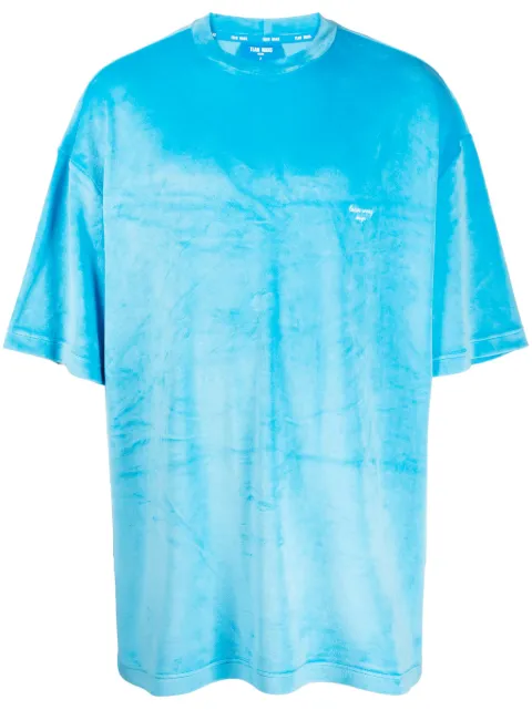 TEAM WANG design Stay For The Night velvet T-shirt Blue TWSK23A002