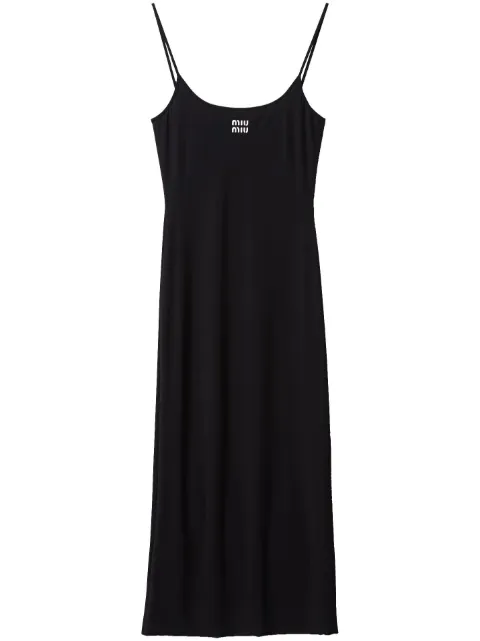 Miu Miu logo-print jersey midi dress Black MF5049S232122R