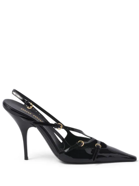 Miu Miu 105mm buckle-embellished slingback pumps Black 5I013EFM105069