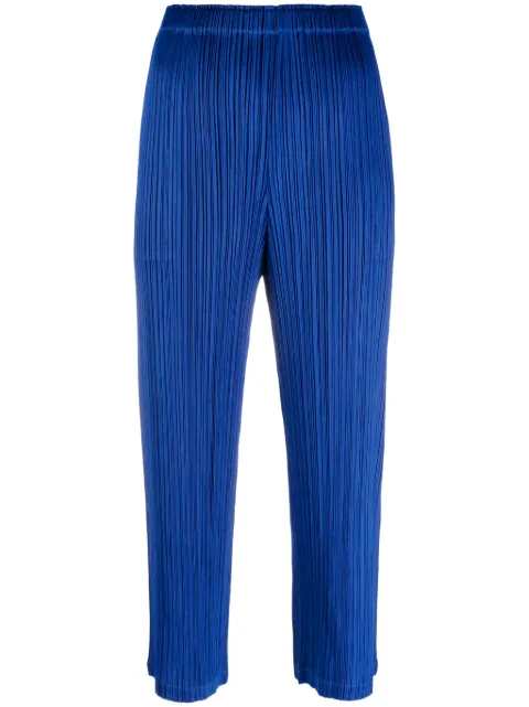 Pleats Please Issey Miyake Mc August plissé cropped trousers Blue PP38JF124