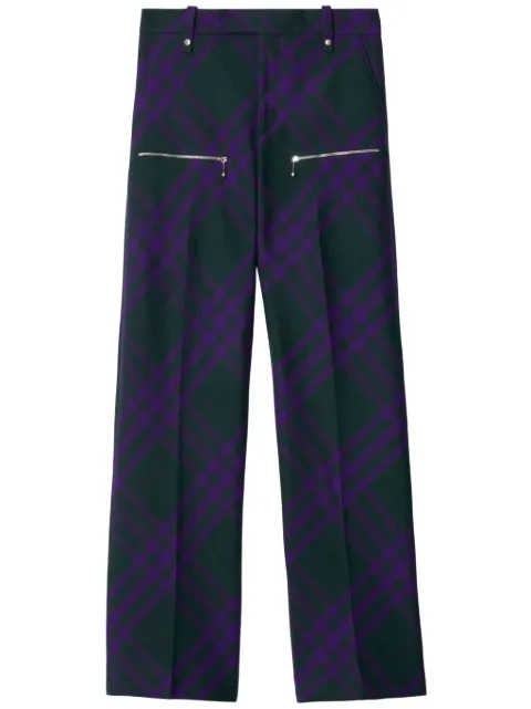 Burberry check-pattern wool trousers Purple 8077647
