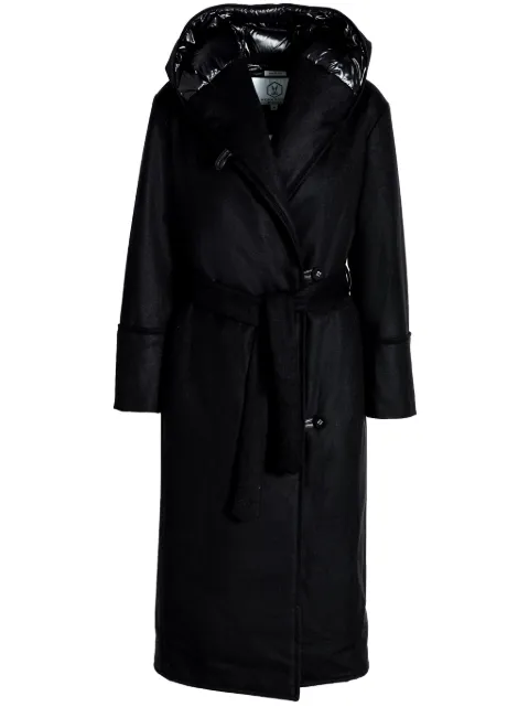 Norwegian Wool hooded wrap coat Black HOOANSBLK
