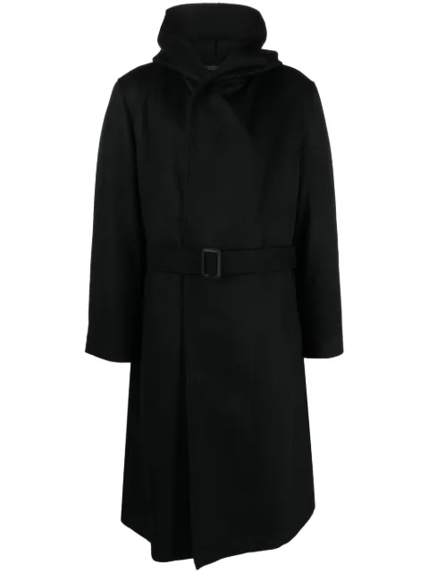 Yohji Yamamoto hooded belted coat Black HJC03142