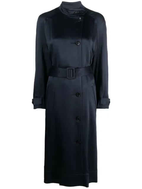 10 CORSO COMO double-breasted belted satin coat Blue 305222TE78770