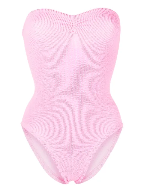 Hunza G Brooke strapless seersucker swimsuit Pink BROOKESWIM