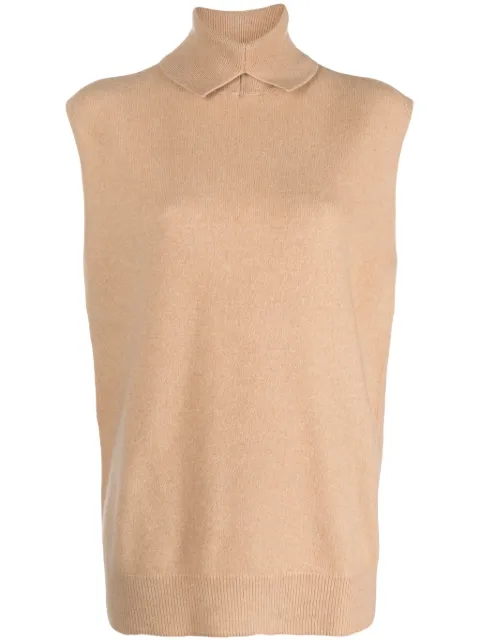 Vanisè roll-neck sleeveless cashmere top Neutrals V22625THEA