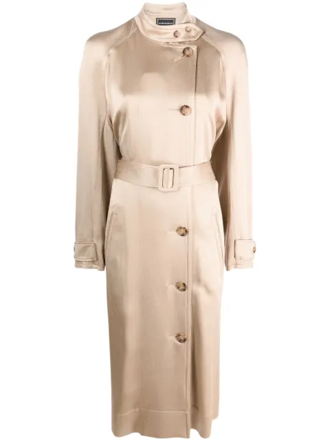 10 CORSO COMO double-breasted belted satin coat Neutrals 305222TE78770