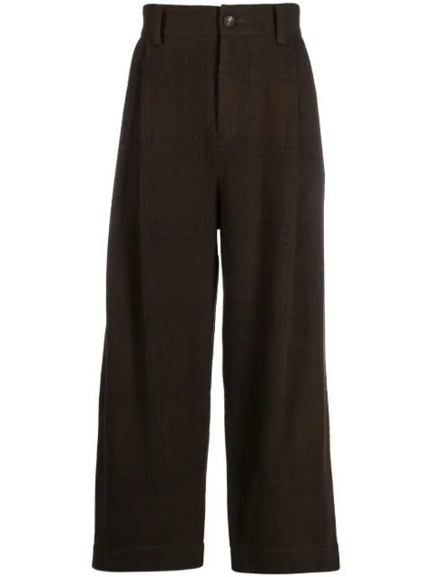 Ziggy Chen plaid-check wide-leg trousers Green OM2330515