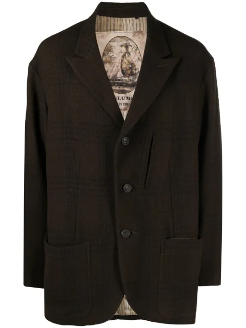 Ziggy Chen peak-lapels check-pattern blazer Green OM2330912