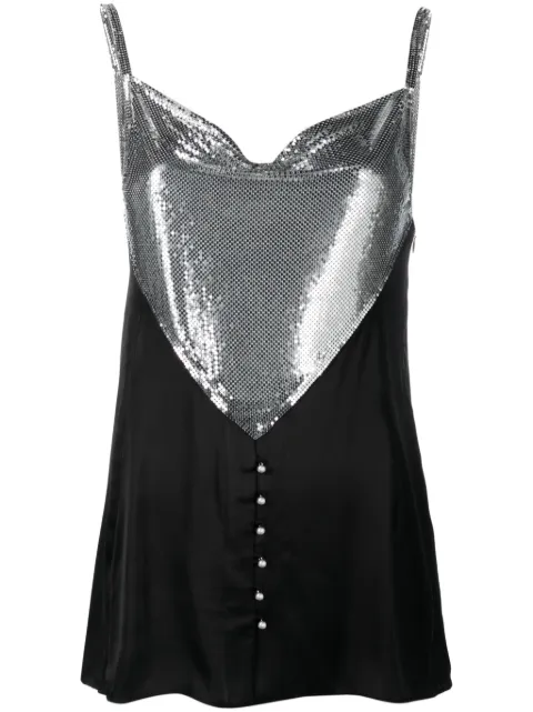 Rabanne chainmail-panelled cowl-neck vest Black 23AXTO645MH0005