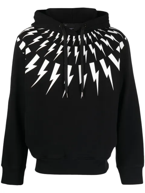 Neil Barrett Thunderbolt cotton hoodie Black NBV7JS186AV517S