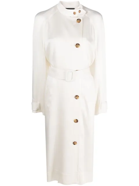 10 CORSO COMO double-breasted belted satin coat White 305222TE78770