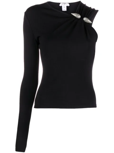 Alaïa metal-detail ruched top Black AA9H10824M832