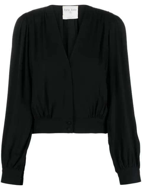 Forte Forte gathered moroccan-crêpe shirt Black 10673MYSHIRT