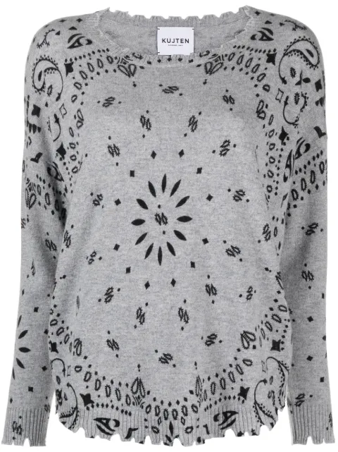 kujten paisley-print scalloped-edge sweater Grey F2500148