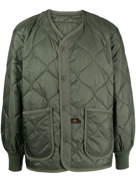 Alpha Industries logo-patch quilted jacket Green 100108