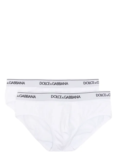 Dolce & Gabbana logo-waistband cotton briefs (pack of two) White M9C05JONN95