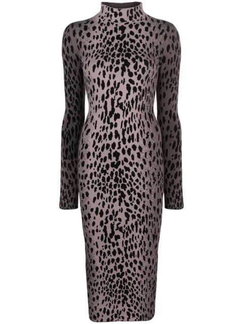 Ssheena hyena-pattern mock-neck midi dress Grey 23FWKOLLOLFF23001