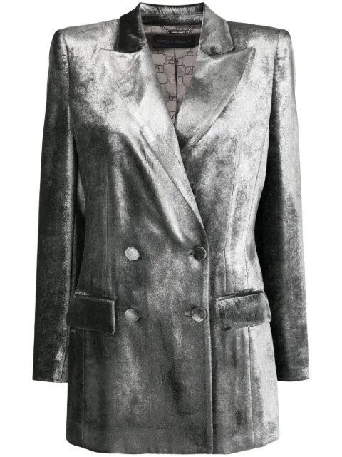 Alberta Ferretti double-breasted velvet jacket Grey AEF232M05175149