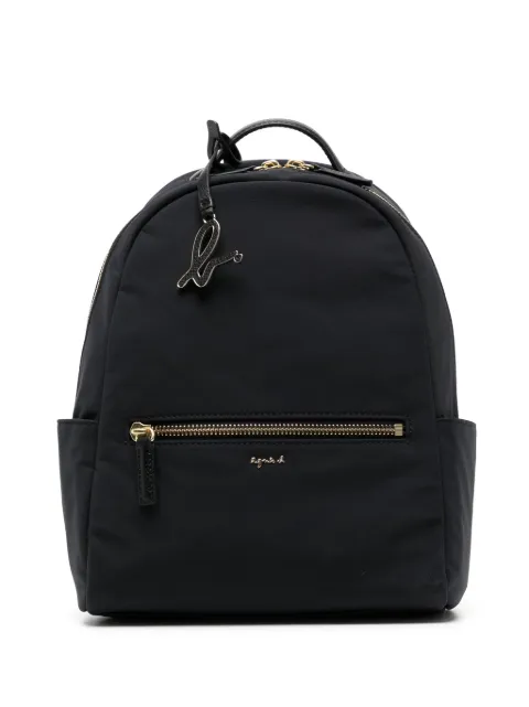 agnès b. logo-plaque leather-trim backpack Black O848VNS1