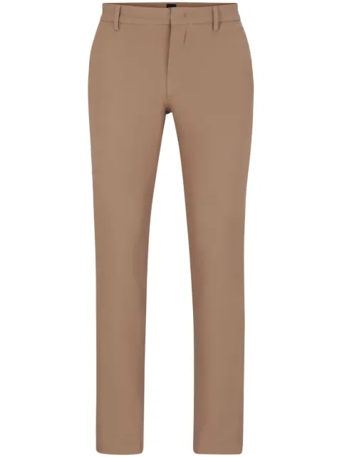 BOSS logo-embroidered cotton-blend tapered trousers Neutrals 50487754