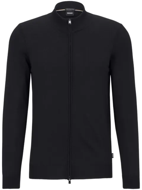 BOSS zip-up virgin-wool cardigan Black 50468254