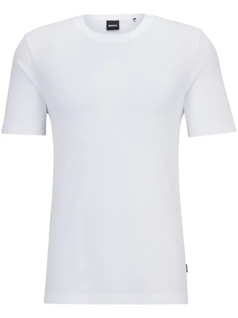BOSS logo-tag bubble-jacquard cotton T-shirt White 50452680
