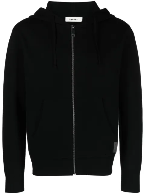 SANDRO zip-up long-sleeved hoodie Black SHPTR00562