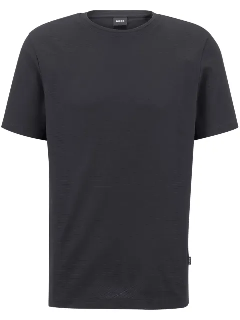 BOSS logo-tag bubble-jacquard cotton T-shirt Black 50452680
