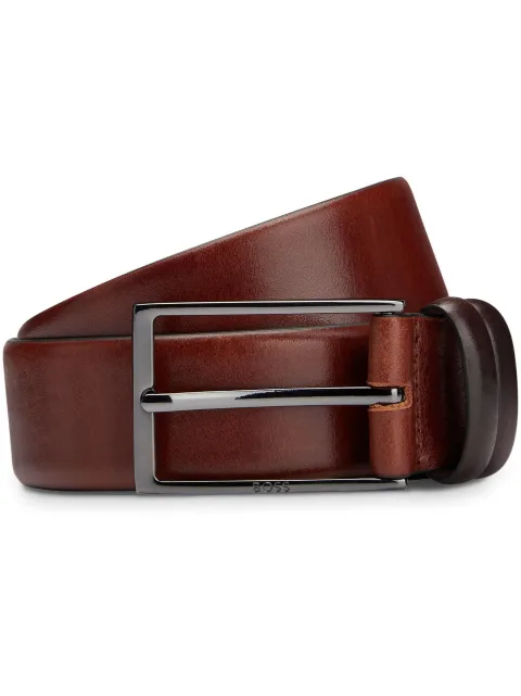 BOSS logo-engraved leather belt Brown 50239979