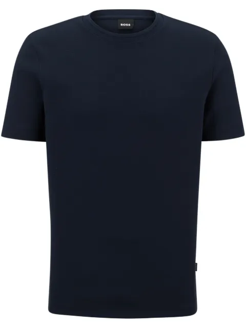 BOSS logo-tag bubble-jacquard cotton T-shirt Blue 50452680