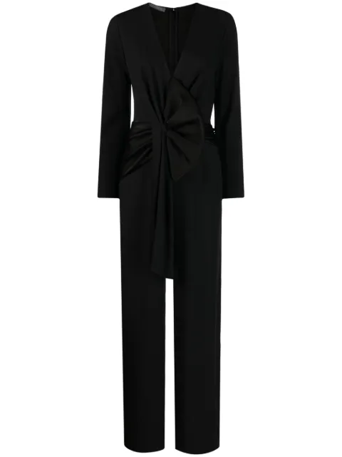 Alberta Ferretti Enver bow-detail satin jumpsuit Black AEF232M04405118