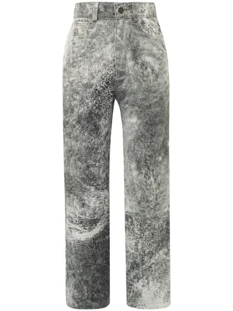 DANCASSAB Ruth distressed-effect leather trousers Grey DCSS24MRUTNDKPI