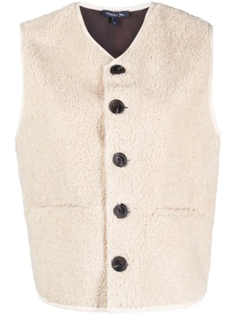 Soeur V-neck faux-shearling vest Neutrals BLS0701FUSIL