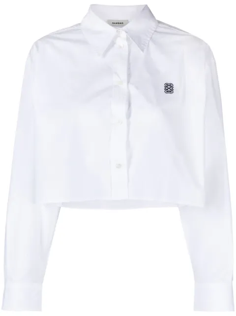 SANDRO crop poplin cotton shirt White SFPCM01076