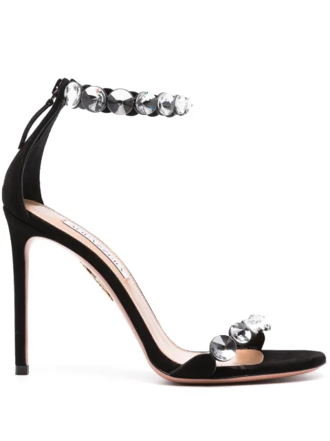 Aquazzura Maxi Tequila 110mm crystal-embellished sandals Black MXQHIGS0SUE000