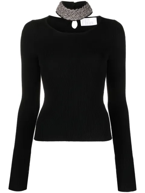 Giuseppe Di Morabito crystal-embellished ribbed-knit jumper Black FW23277KN276
