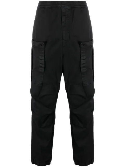 Stone Island Compass-patch cotton cargo trousers Black 7915322L1
