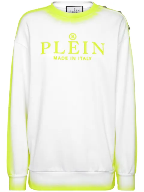 Philipp Plein logo-embroidered cotton sweatshirt White SADCWJO0947PJY002N