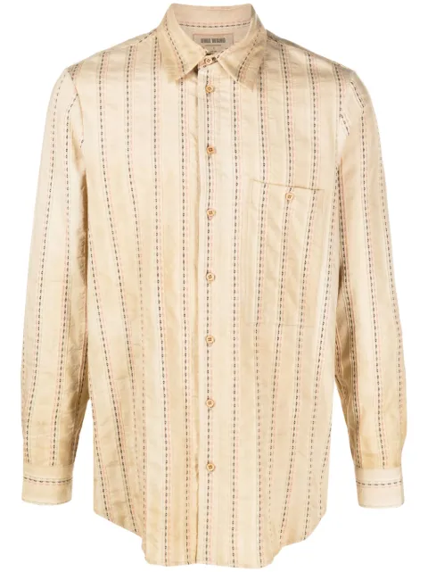 Uma Wang Tab striped cotton shirt Neutrals UM1501