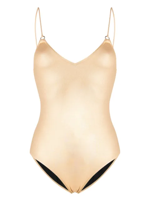 CHANEL Pre-Owned 2022 CC metallic-effect swimsuit Gold CSAZCHASWIM7493